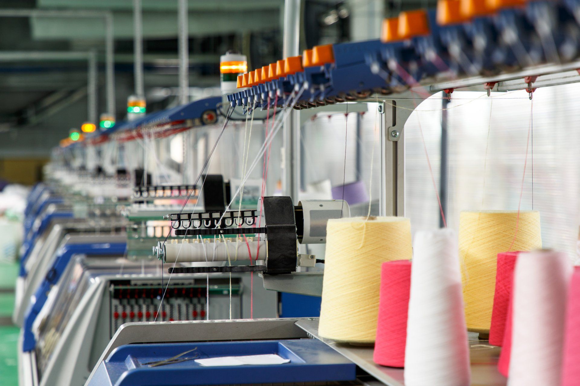 textile industry with knitting machines