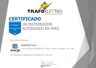 A certificate that says ' certificado un distribuidor autorizado en peru ' on it