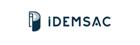 Se muestra un logotipo de idemsac sobre un fondo blanco.