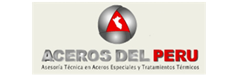 Se muestra un logotipo de Aceros del Perú sobre un fondo blanco.