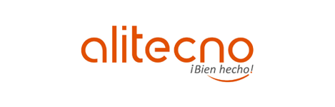 Se muestra un logotipo de Alitecno sobre un fondo blanco.