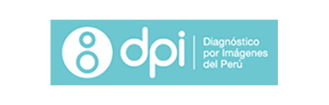 A blue and white logo for 8 dpi diagnostico por imagenes del peru