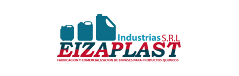Un logotipo azul y rojo para Eizaplast Industries Srl