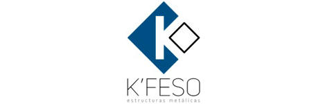 Un logotipo azul y blanco para una empresa llamada k'feso