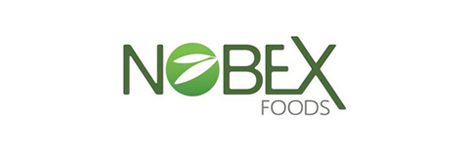 El logotipo de Nobex Foods tiene una hoja verde.