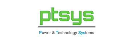 Un logotipo verde y blanco para ptsys power and technology systems