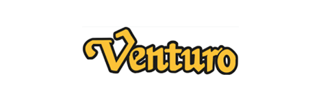 El logotipo de Venture es amarillo y negro sobre un fondo blanco.
