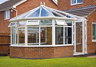 Sunroom Builders and Contractors — White-framed Glass Conservatory in Fresno, CA