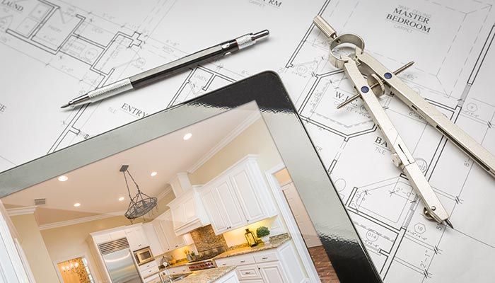 Remodeling Permits — Remodeling Plans and Tablet with Reference in Fresno, CA