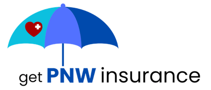 Logo with umbrella over "PNW insurance". Includes a heart with a white cross.