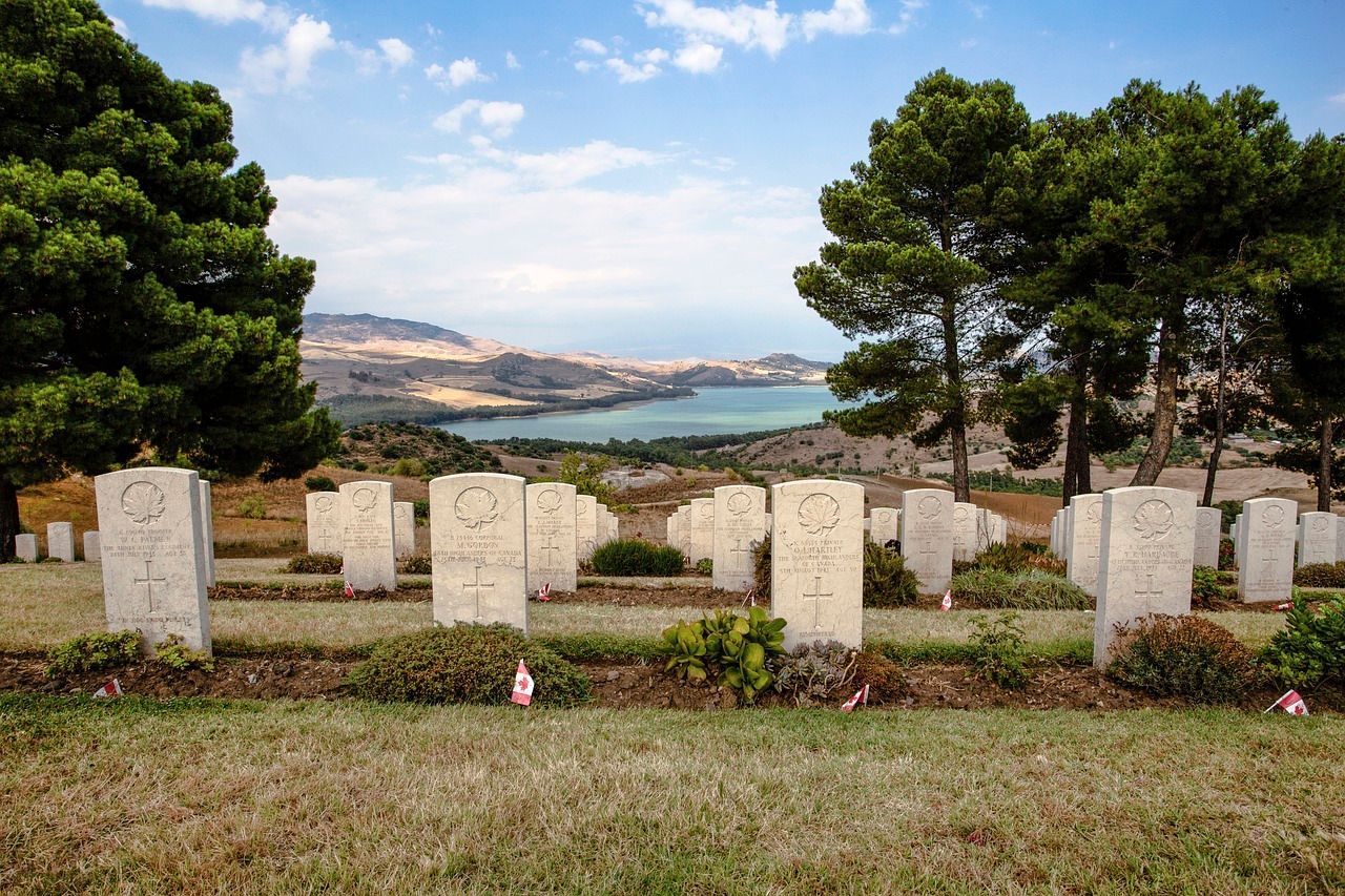 Rows of headstones in a peaceful cemetery under soft light symbolizing memory, solace, and respect.