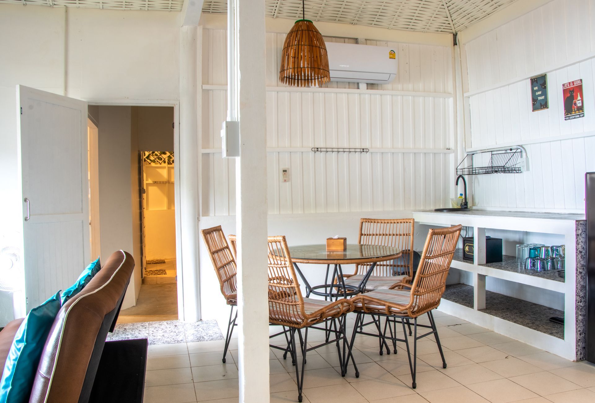 family room, living room with kitchenette at the