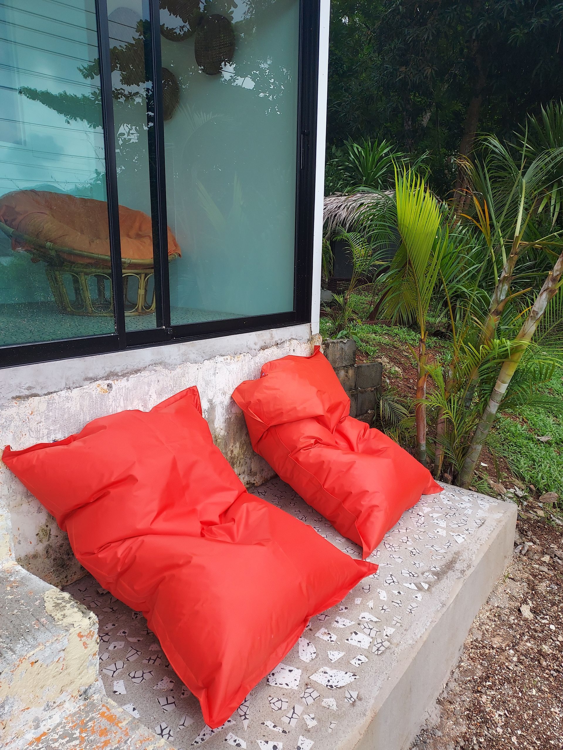 balcony outside garden room with patio