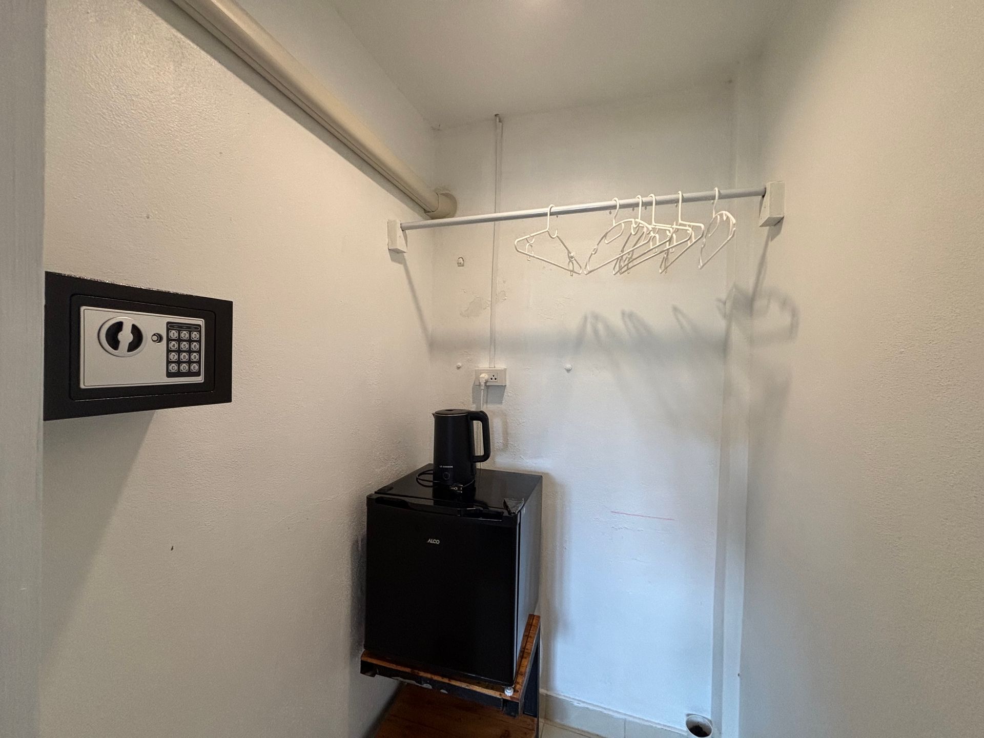 clothes storage and fridge, safe