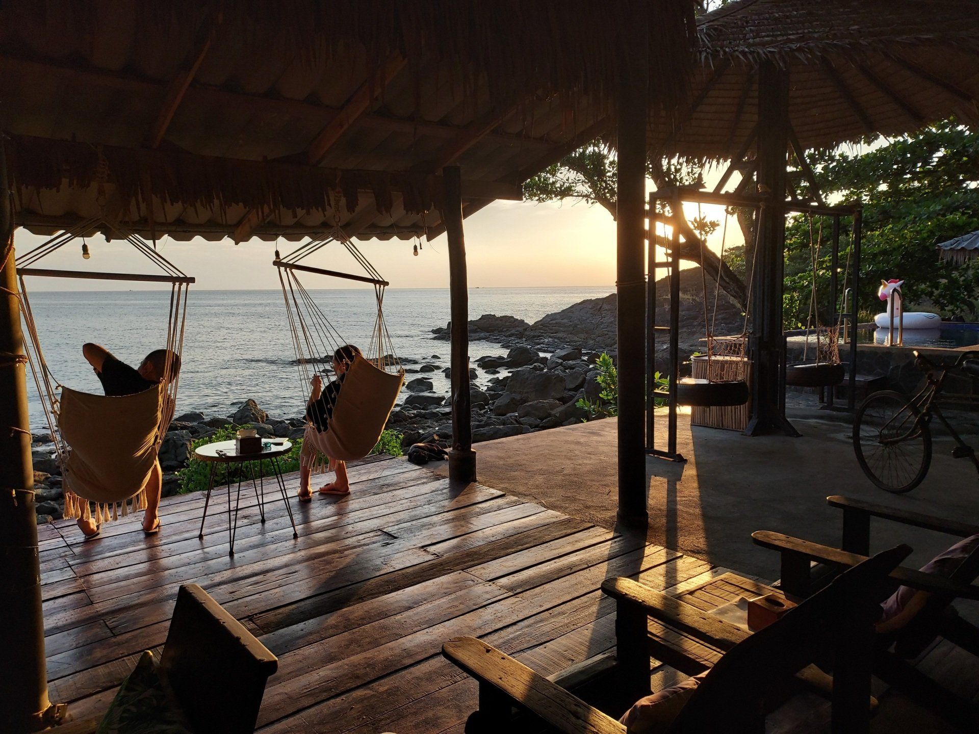 enjoying sunset and great seaview from the restaurant
