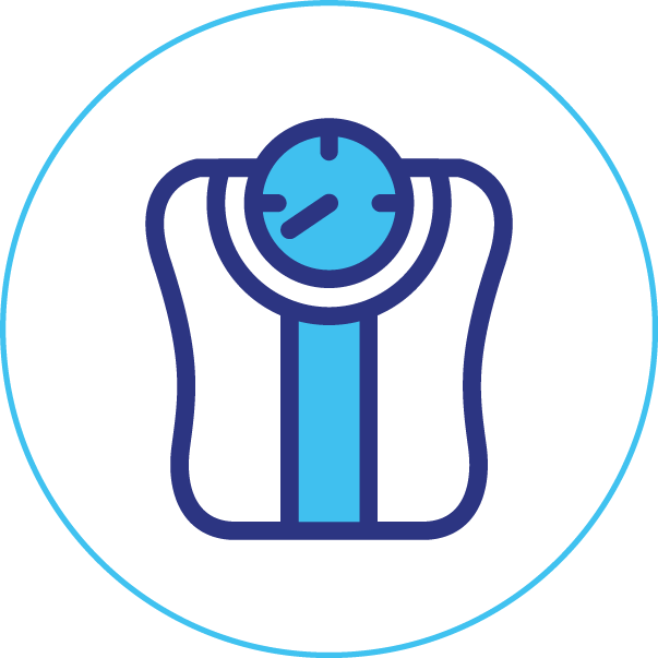 An icon of a scale with a clock on it.