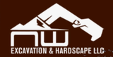 White logo on a brown background: excavator arm over "NW" letters, "EXCAVATION & HARDSCAPE LLC" below.