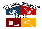 AD's Home Improvement logo: house shape with tools, colors include blue, red, maroon, yellow. "Services" below.