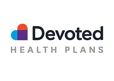 The logo for devoted health plans has a heart on it.