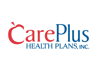 The logo for careplus health plans inc. is red and blue