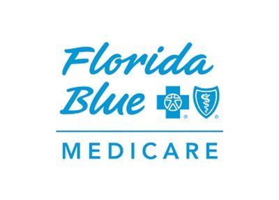 The logo for florida blue medicare is blue and white