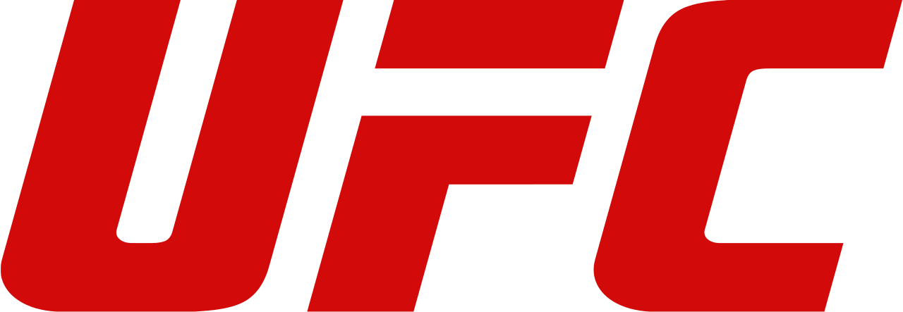 the ufc logo is red and white on a white background .