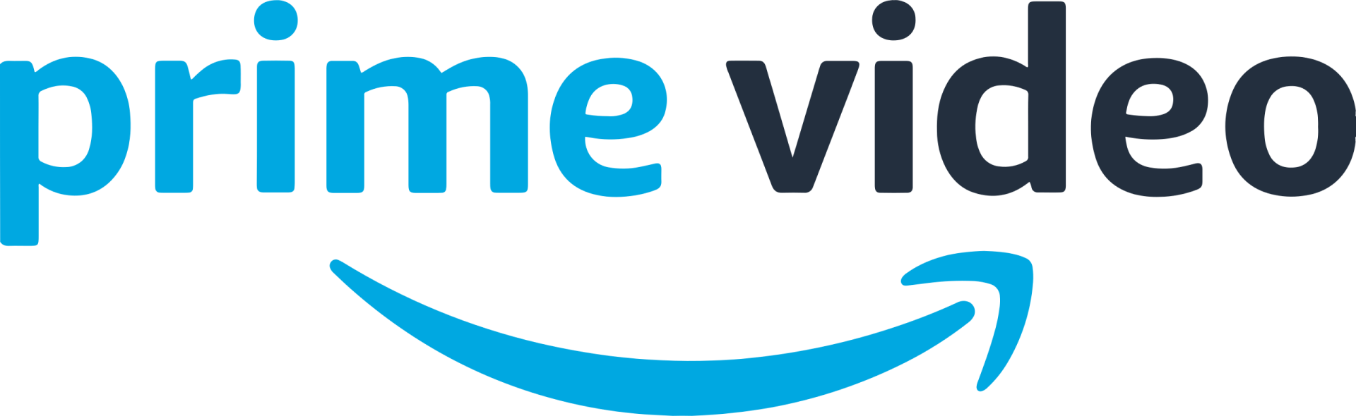 the amazon prime video logo has a blue arrow pointing to the right .