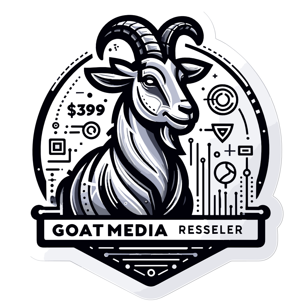 a black and white sticker of a goat with horns .