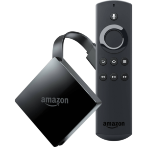 a black amazon box next to a black remote control