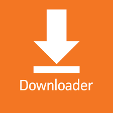 an orange downloader icon with an arrow pointing down