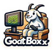 a goat is sitting in a chair holding a remote control and watching a football game on a television .