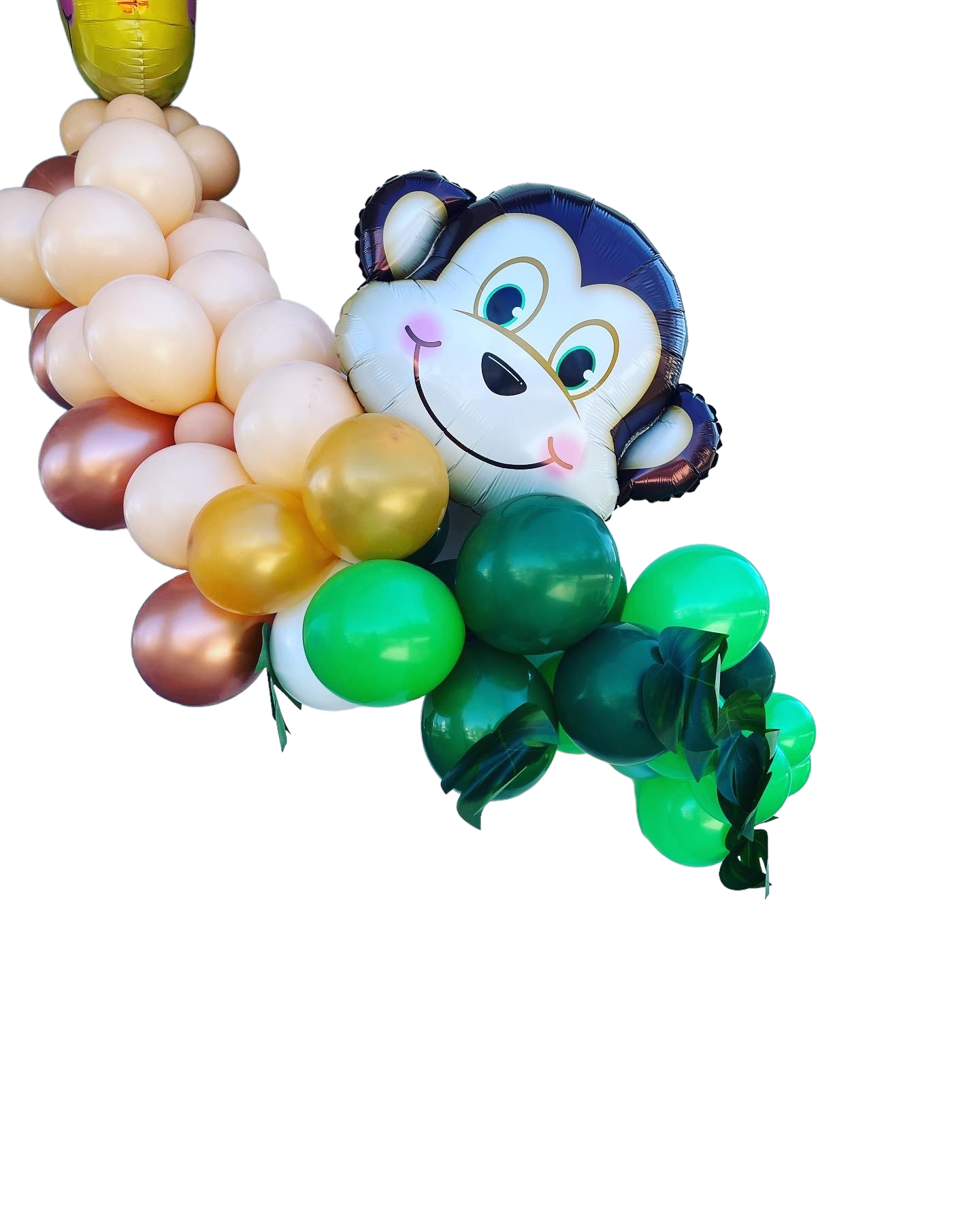 A bunch of balloons in the shape of a monkey
