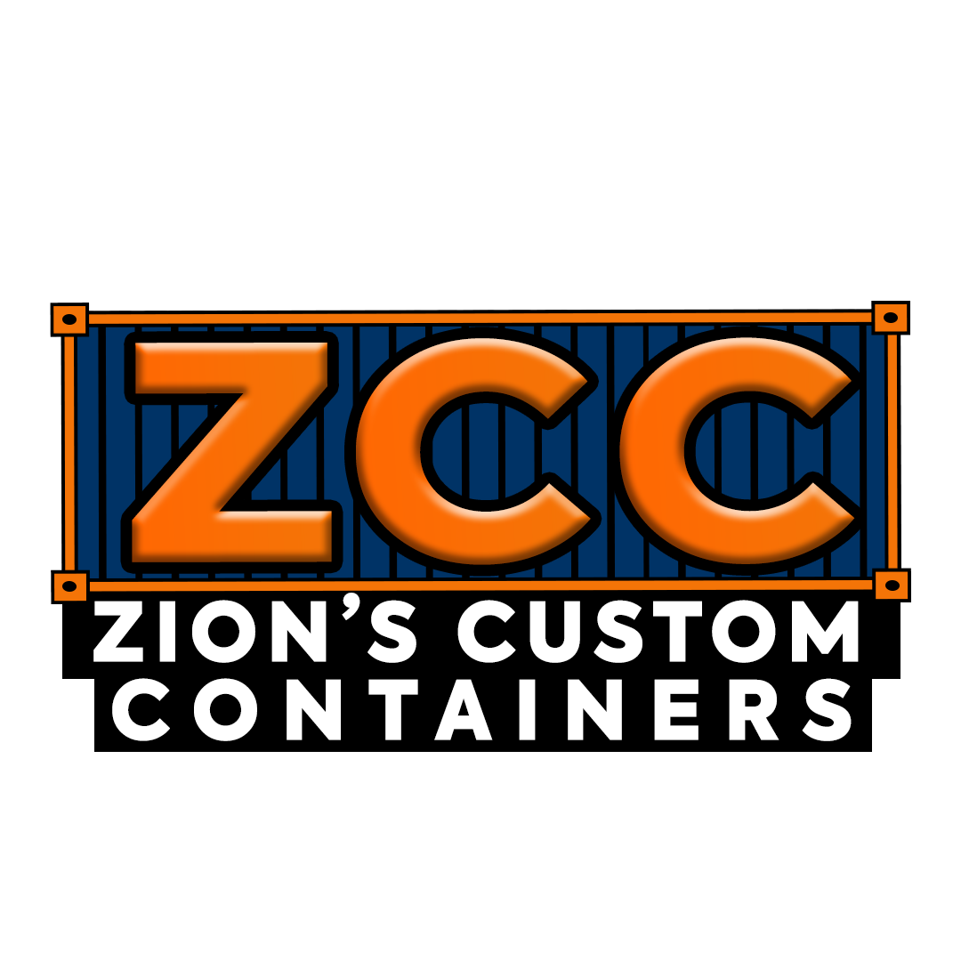 A logo for zcc zion 's custom containers