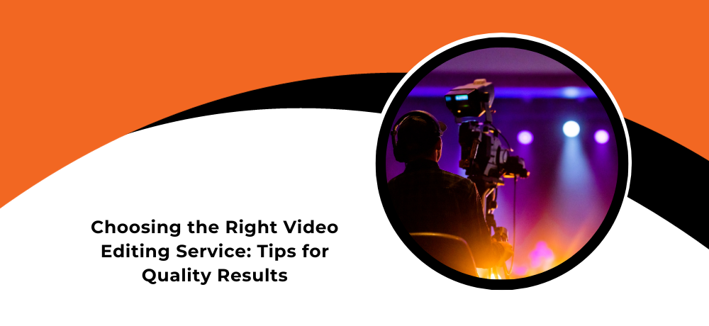 Promotional banner for video editing services with orange and black design and concert photo inset
