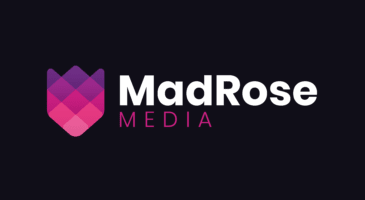 MadRose Media logo with pink-purple geometric rose icon on a dark background