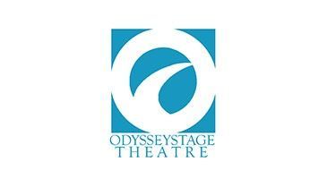 Odyssey Stage Theatre logo with blue circular swirl and text on a white background