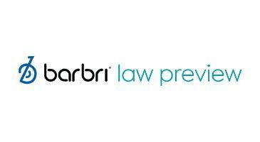 Barbri law review logo in blue and teal text on a white background