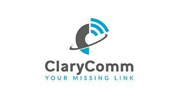 ClaryComm logo with blue and gray signal icon and the tagline “Your Missing Link”