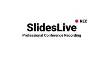 SlidesLive logo with red REC dot and “Professional Conference Recording” text on white background