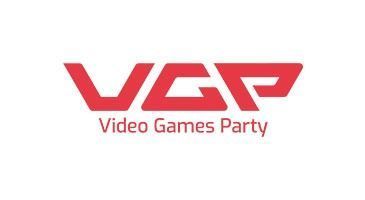 Red VGP logo with the words “Video Games Party” on a white background
