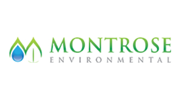 Montrose Environmental logo with green water drop and leaf icon on white background
