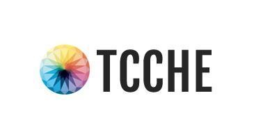 Colorful circular logo beside the word “TCHE” in bold black letters on a white background
