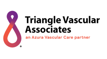 Triangle Vascular Associates logo with purple-orange ribbon icon and tagline, 