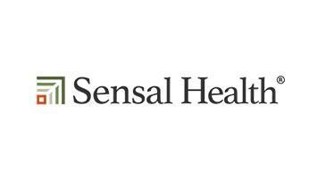 Sensa Health logo with green and orange geometric icon and gray text on a white background