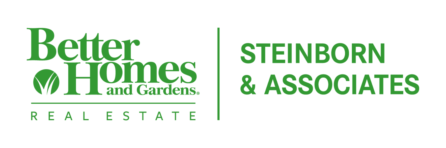 Better Homes and Gardens Real Estate and Steinborn & Associates logos in green on white background
