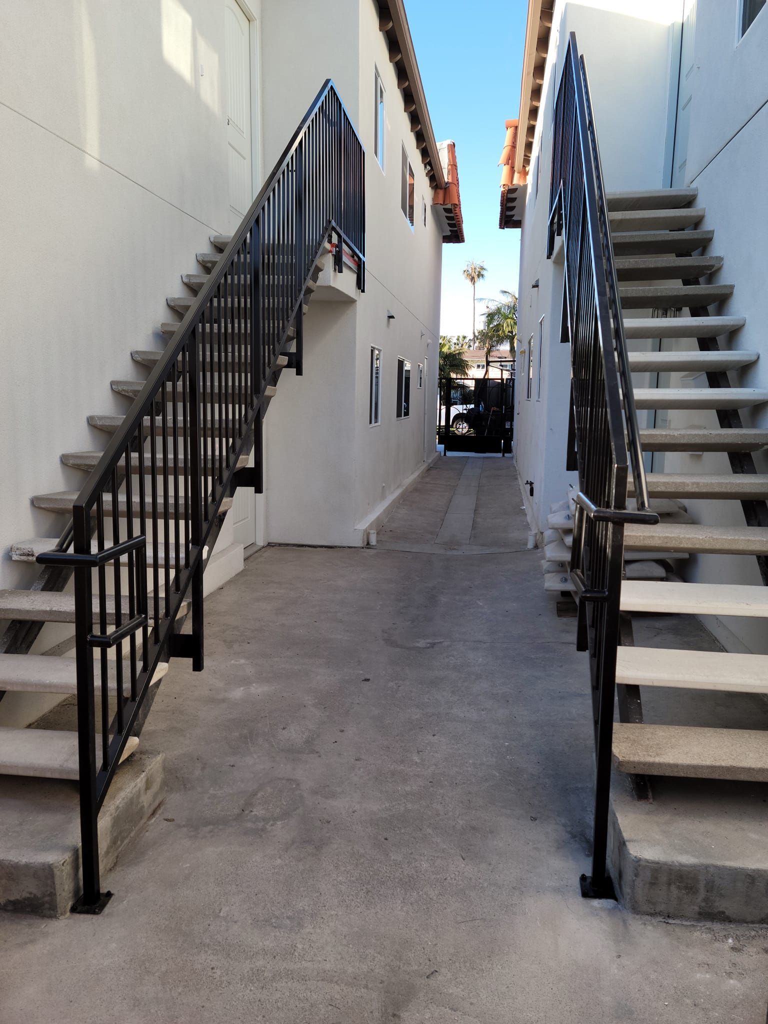 A set of stairs leading up to a building