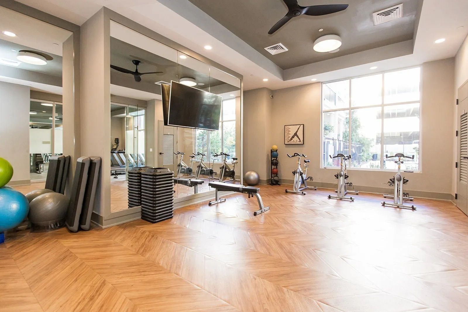 Fitness center studio at The Southerly.