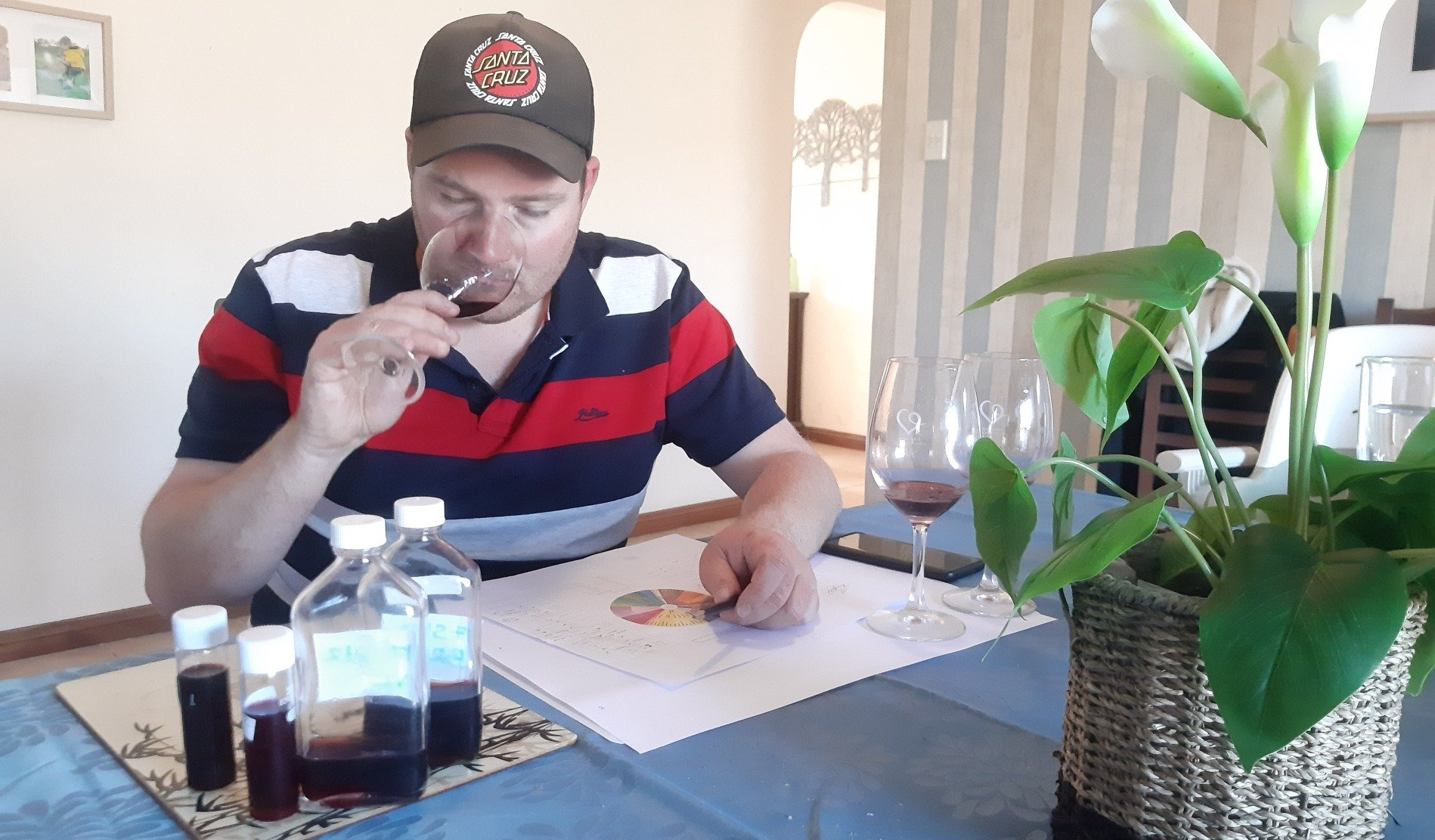 Winemaker Scott Barr tasting wines