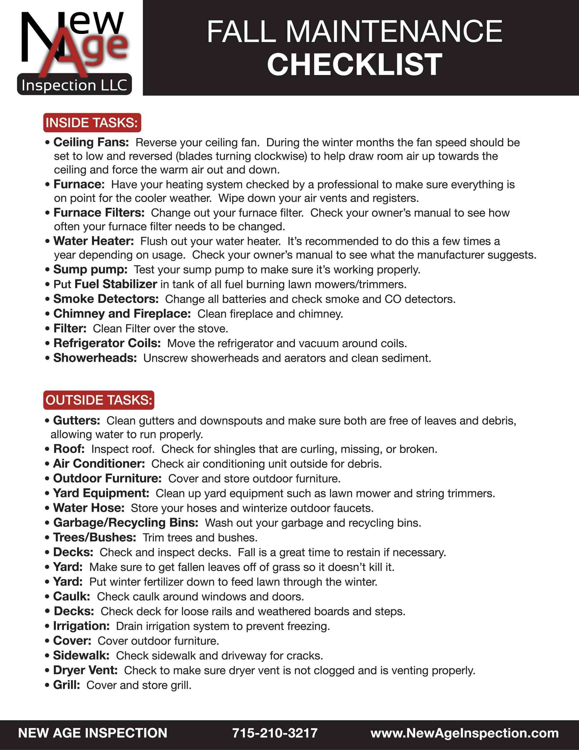 Fall Maintenance Checklist