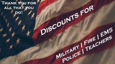 flag - discount for military, fire, EMS Police, Teachers